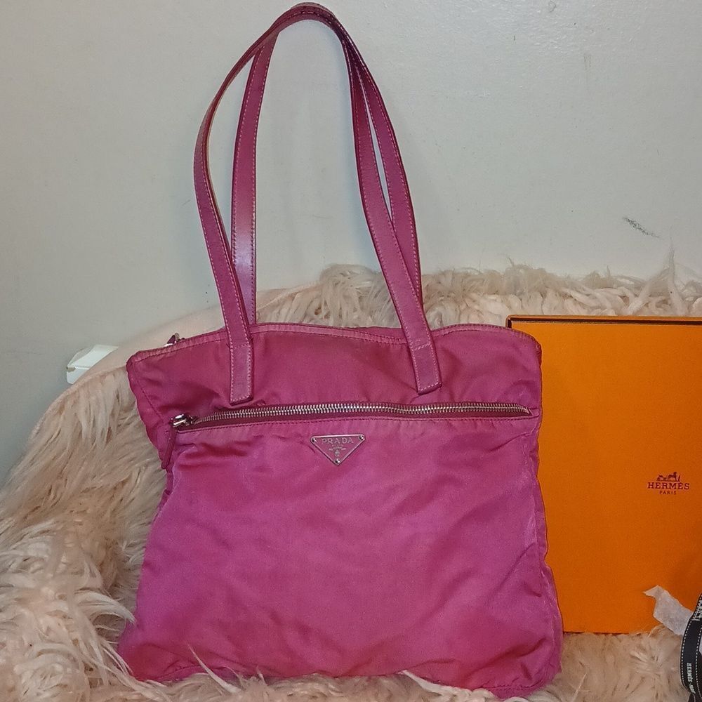 Authentic Prada Pink Nylon Tote Bag